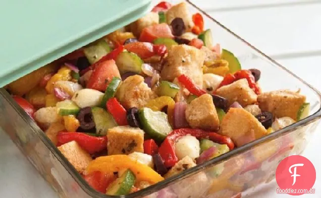 Salada Panzanella De Pimentão Grelhado