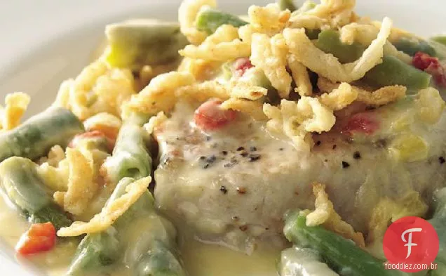Costeleta de porco e Caçarola De Feijão Verde