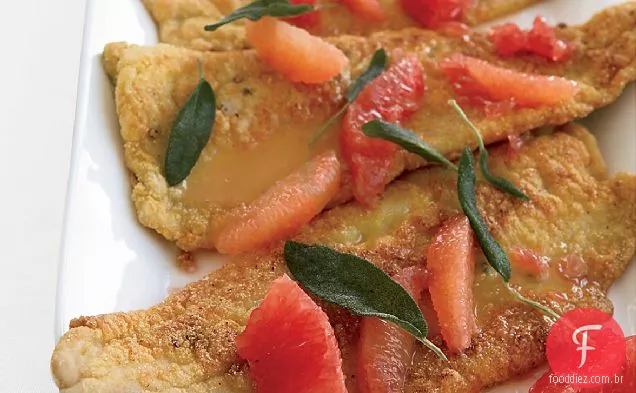 Farinha de milho-truta frita com Toranja e sálvia frita