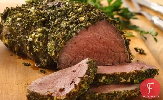 Lombo de carne com crosta de ervas-Dijon