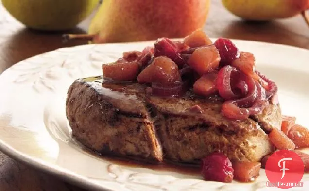 Lombo de carne com pera-Chutney de Cranberry
