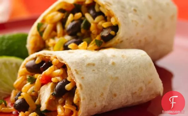 Burritos de frango e Feijão Preto