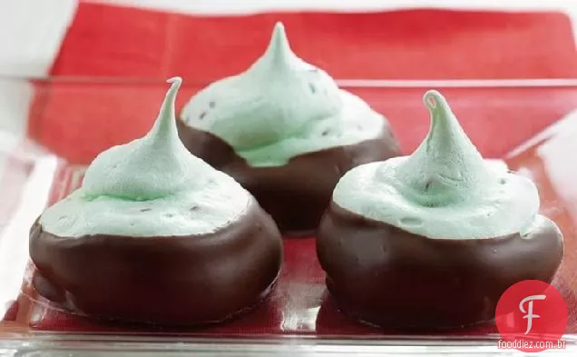 Merengues Sem Glúten Da Microplaqueta Do Chocolate Da Hortelã