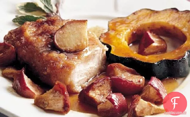 Jantar de porco, abóbora e maçã