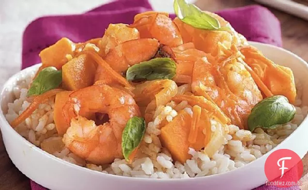 Caril De Batata Doce De Camarão Tailandês