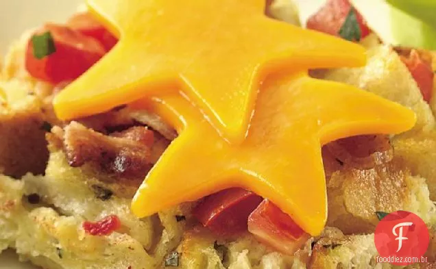 Estratos de Bacon, queijo e tomate