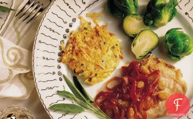 Costeletas de vitela com cebola caramelizada