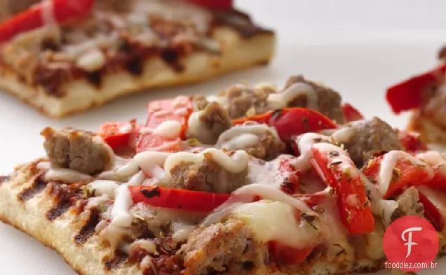 Salsicha Grelhada magra e pizza de pimenta