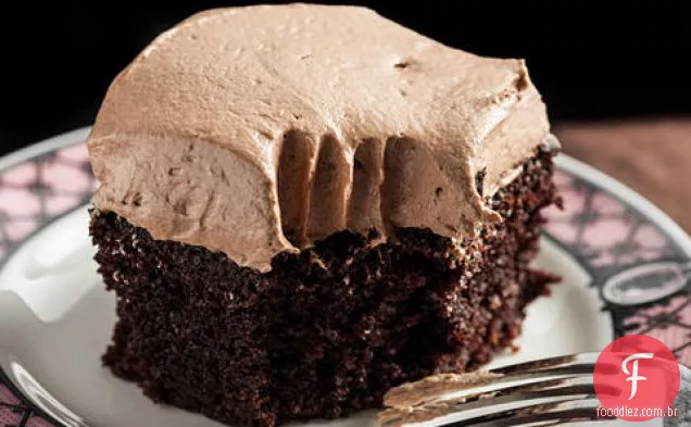Bolo De Folha De Chocolate Fácil Com Cobertura de Creme De Manteiga Mocha