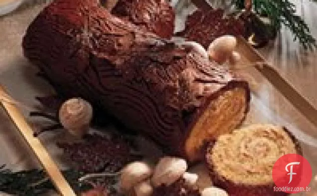 Bûche de Noël com cobertura de Creme De Manteiga