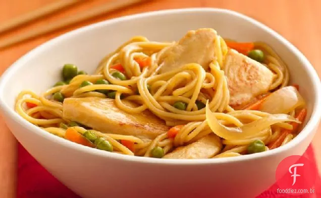 Frite frango e legumes