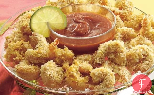 Camarão de coco com molho de coquetel de gengibre