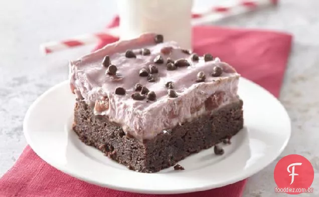 Cerejas e bagas congeladas Brownie sobremesa