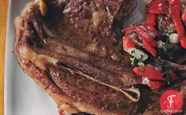 Costeletas de cordeiro com sabor de berinjela assada