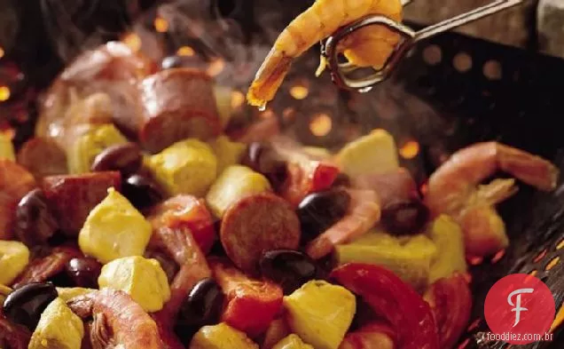 Paella na grelha
