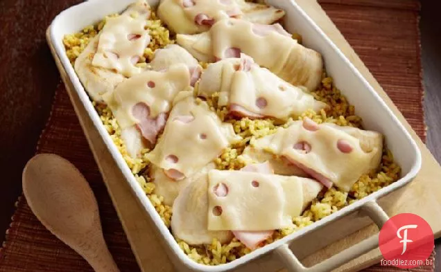 Frango Cordon Bleu e caçarola de arroz