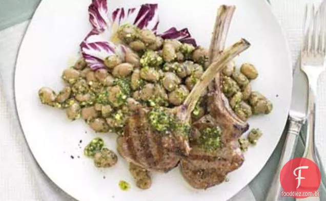 Costeletas De Cordeiro Com Feijão Pesto Borlotti
