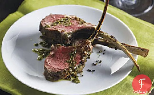 Assado de cordeiro com limão-hortelã Salsa Verde