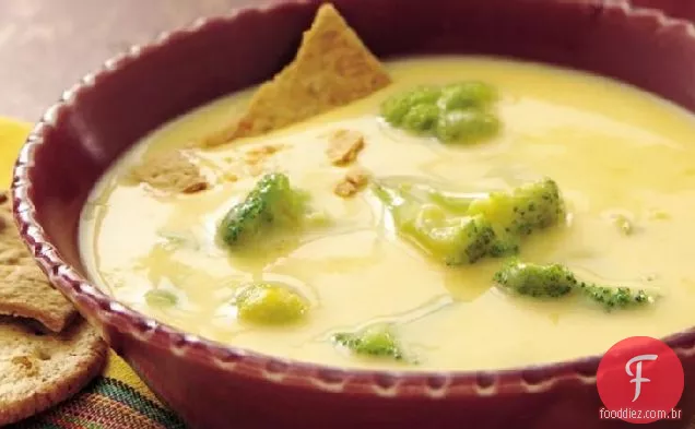 Queijo Cheddar e sopa de brócolis