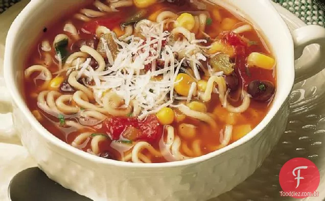 Feijão preto e Salsa sopa de macarrão