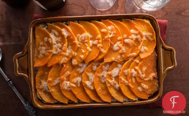 Abóbora vegetariana e acelga suíça polenta Lasanha