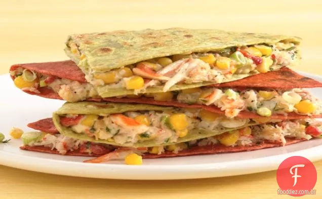 Quesadillas de milho e caranguejo
