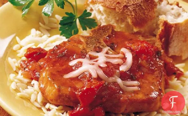 Costeletas De Porco Da Pizza Do Lento-Fogão
