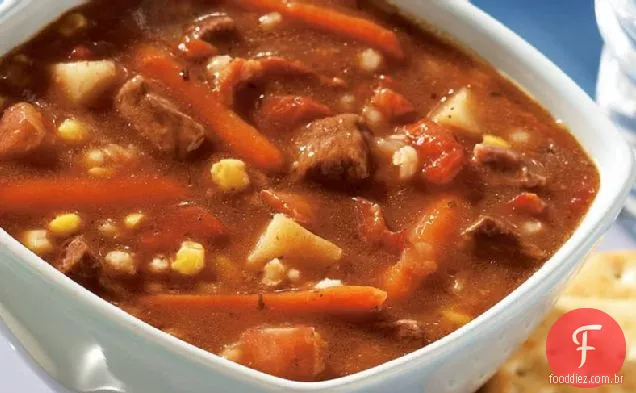 Sopa de carne, Bacon e cevada de fogão lento
