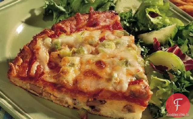 Torta Fácil Da Pizza Do Cogumelo
