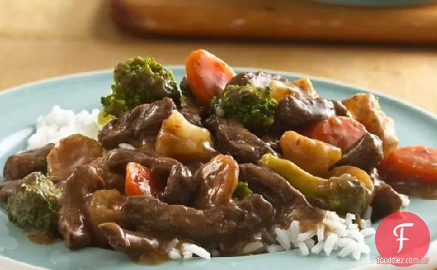 Slow-Cooker Teriyaki carne e legumes