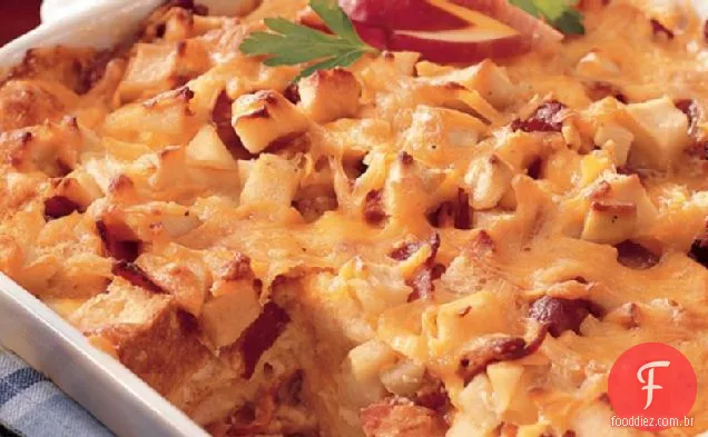Pudim de pão de maçã, Bacon e Cheddar