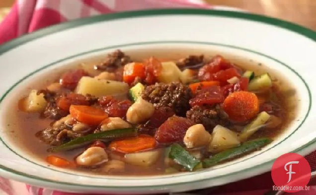 Sopa Italiana Fácil Do Vegetal Da Salsicha Do Lento-Fogão
