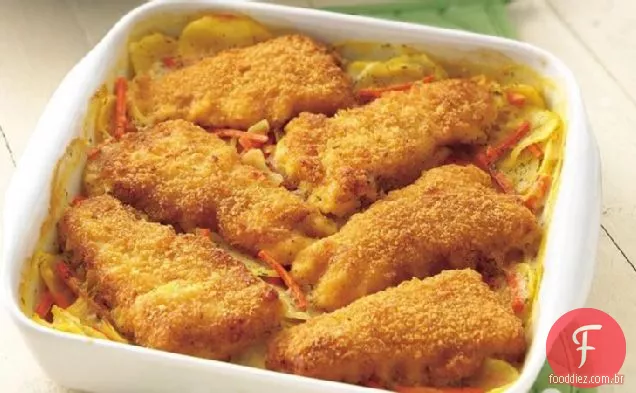 Batatas gratinadas crocantes com Topo de peixe
