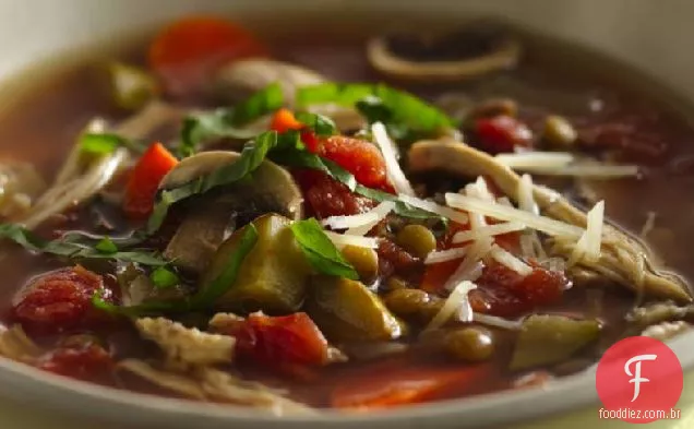 Sopa Italiana De Frango E Lentilha Com Fogão Lento