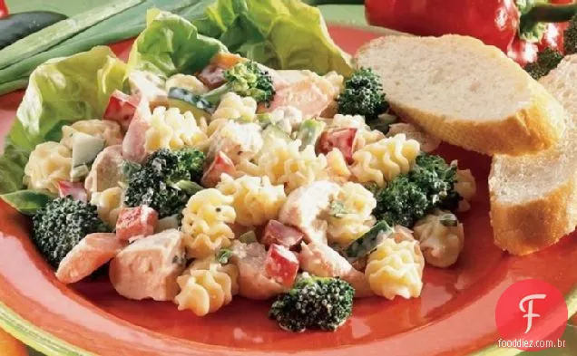 Frango-Parmesão-Salada De Macarrão