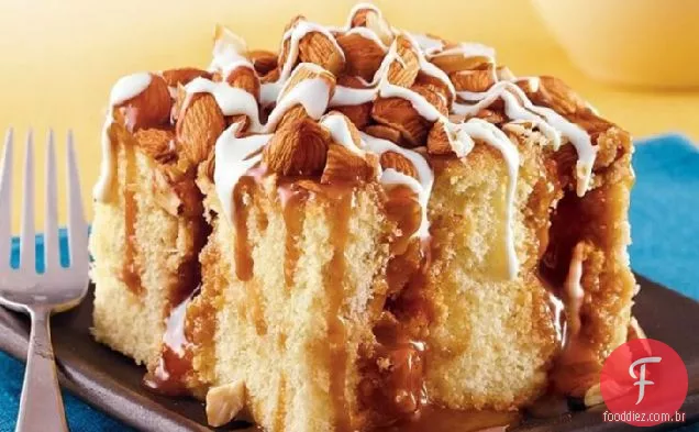 Caramel Almond Poke Cake
