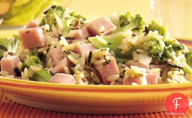 Presunto, brócolis e arroz frigideira Jantar