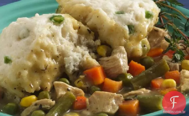 Ensopado de frango salgado e bolinhos (cozinhar para 2)