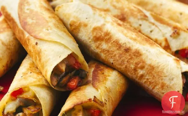 Cogumelos fritos e Flautas de queijo