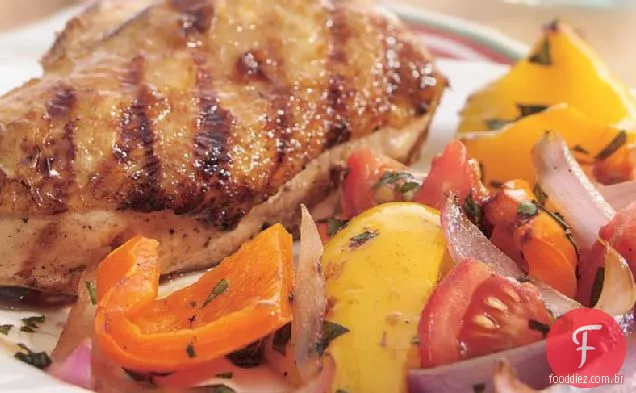 Frango e legumes italianos grelhados