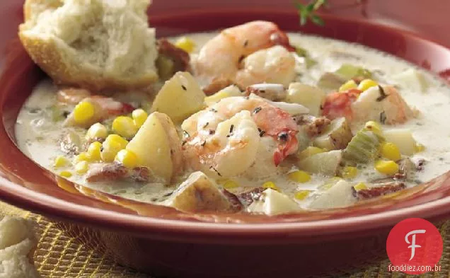 Sopa de milho e camarão