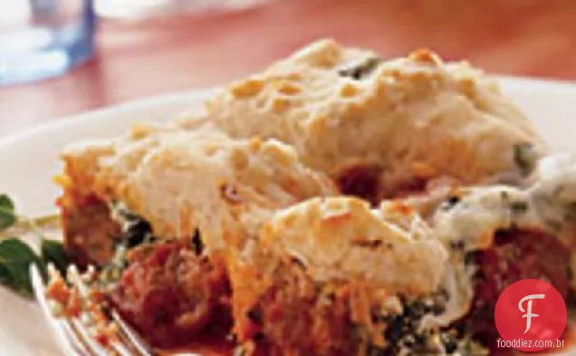Biscoito Italiano de Almôndega e espinafre assar