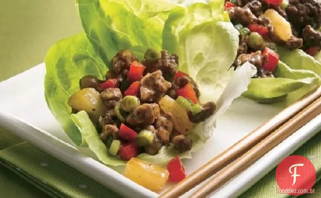 Teriyaki carne e abacaxi Alface Wraps