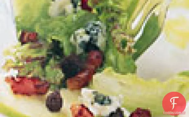 Alface de maçã, Roquefort e folha vermelha com Croutons Pumpernickel