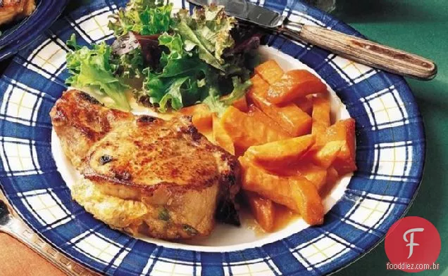 Costeletas De Porco Recheadas Com Vegetais De Queijo