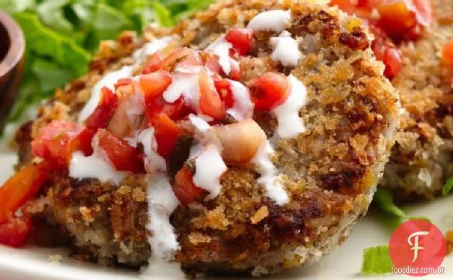 Bolos De Couve-Flor De Feijão preto com Pico de Gallo