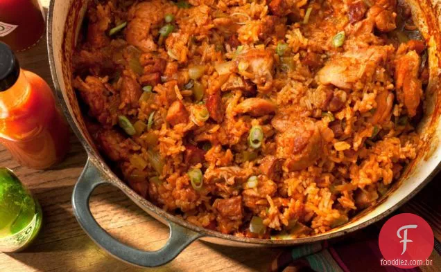 Frango e Andouille Jambalaya