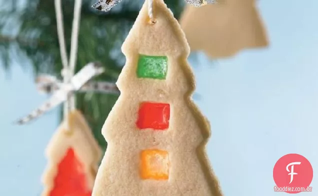 Biscoitos De Árvore De Natal Com Vitrais