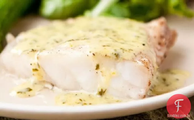 Garoupa com molho de Creme De Manjericão e limão