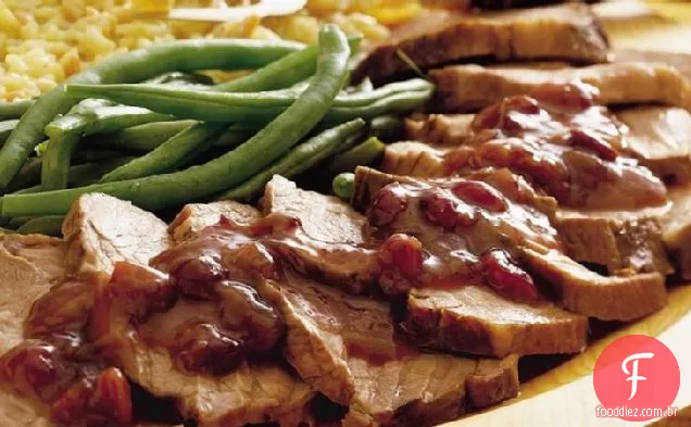 Assado de porco lento com Cranberries